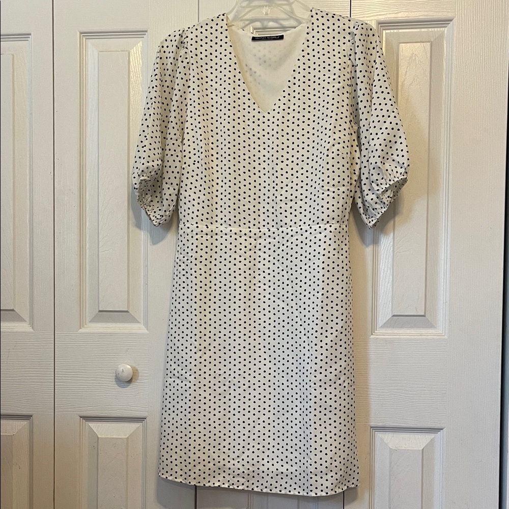 Chic Black and White Polka Dot Midi Dress